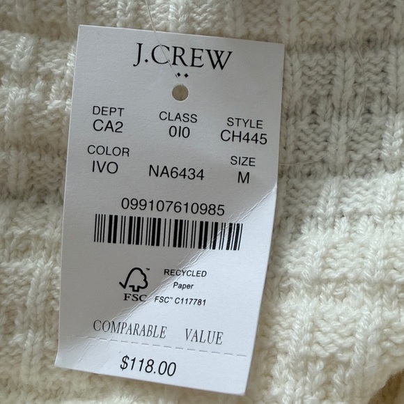 NWT J.Crew Factory Textured Cardigan Sweater Ivory - Picture 6 of 9